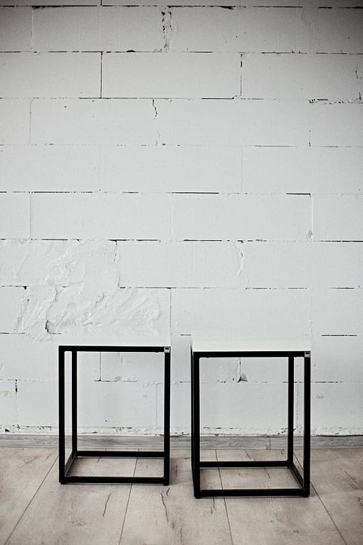 Modern, solid, timeless, handmade, Bauhaus style, exclusive design IRON bedside table square