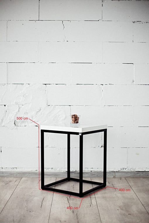 Modern, solid, timeless, handmade, Bauhaus style, exclusive design IRON bedside table square