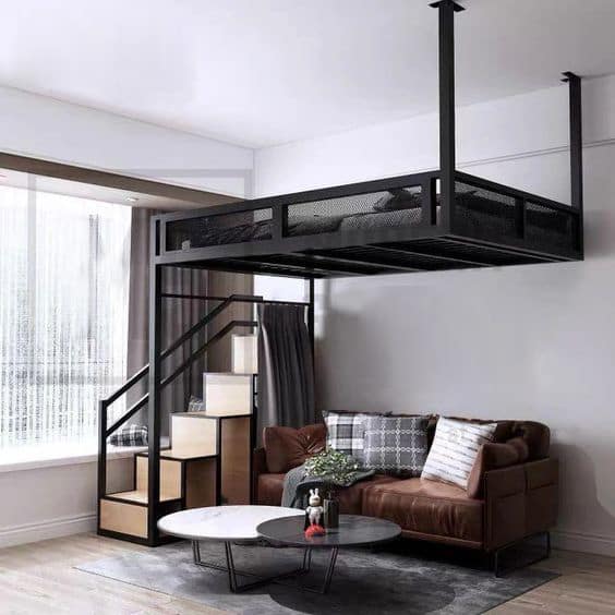 metal entresol stairs loft industrial style antrasole metalo laiptai industrinis stilius